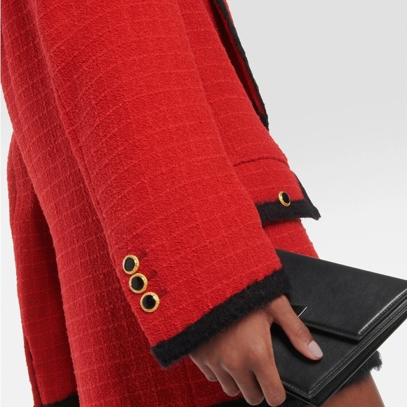 Alessandra Rich Wool Red Skirt Set with Black Accents - Picture 3 of 15